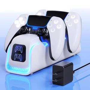 PS5 컨트롤러 충전기, 듀얼 센스 엣지용 냉각 어댑터 모드, RGB 6개의 LED 케이블 4 호흡 보호 액세서리 플레이스테이션 시스템 및 충전 도크, /2A 5V 과충전