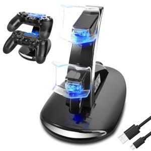 PS4 컨트롤러 충전기, 소니 / 프로 4 메가드림 LED 컨트롤러용 표시등이 플레이스테이션 충전소 듀얼 스탠드 있는 듀얼쇼크 고속 USB 슬림 충전소,