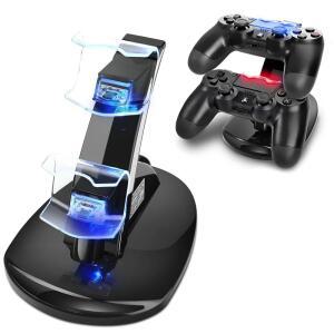 TNP PS4 컨트롤러 충전기 - LED IC 듀얼 4 PLAYSTATION 충전 보호 충전기용 있는 스탠드 듀얼쇼크 USB 기능이 고속 표시등과 스테이션