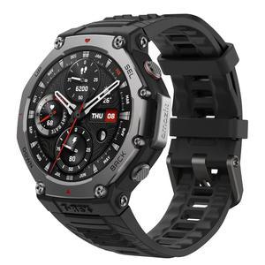 Amazfit T-Rex 3 러기드/밀리터리 스마트 워치 48mm, GPS(프라이버시 포함), 오프라인 지도, 긴 배터리 수명, 328피트 방수, 170피트 피트니스/스포츠 모드, AI, 음성 제어, 안드로이드 또는 아이폰용, 블랙