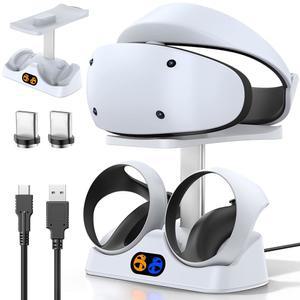 PS5 VR2용 컨트롤러 충전 도크, VR 2 및 VR2 TYPE-C LED 케이블 디스플레이 걸쇠 홀더 있는 스테이션, PSVR2 마그네틱 표시기, PS PSVR 충전기, 2개 스탠드가 헤드셋 액세서리용