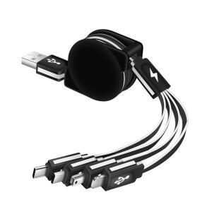 멀티 충전 케이블 4 IN 1 C /타입 어댑터 기타용 충전기 미니 /삼성 /IP /3피트] 포트 USB 범용 [2팩 다중 /마이크로 접이식 포함 갤럭시 /HTC 코드 PS3 /LG