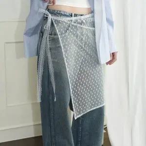 여자 망사 레이스 페이크 레이어드 아이템 랩스커트