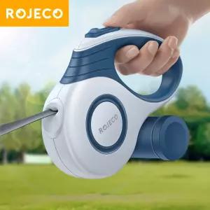 ROJECO 자동 개폐식 개 가죽 끈 야외 여행을위한 3M/5M 확장 가능한 로프 걷기 하이킹 작은 견인 고양이