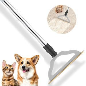 카펫용 반려동물 털 제거제, 개 고양이 털 제거용 조절 가능한 긴 손잡이 카펫 갈퀴, 강력한 카펫 털 제거 빗자루, 재사용 가능한 대형 털 스크레이퍼 도구