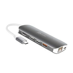 j5create USB C 허브 어댑터 멀티 모니터 10-in-1 포트 도킹 스테이션 4K HDMI, VGA, 이더넷, USB 3.0, MicroSD, SD, USB-C 3.1 + 전원 공급 | PC, 노트북, 태블릿, 디스플레이 연결용