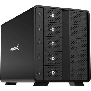 SABRENT 5-Bay USB 3.2세대 SATA 도킹 스테이션 3.5 u201D HDD/SSD, 10Gbps USB-C DAS, 트레이리스 핫 스왑, 120mm 냉각 팬이 있는 알루미늄 인클로저, 개별 전원 스위치, RAID 없음(DS-SC5B)