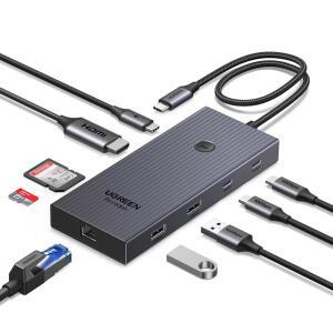 UGREEN Revodok Pro 9 in 1 USB C 허브 기가비트 이더넷 어댑터 4K@60Hz HDMI, 100W PD 충전, USB A 데이터 포트, Mac M1, M2, M3, M4, M5, Steam 데크와 호환되는 SD /TF 카드 리더