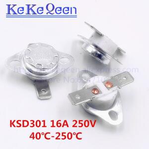 KSD301 250V 16A 260Degc 온도 스위치 정상 폐쇄 플랫 풋 고정 링 140 165 175 180 190 195 200 210 220 23