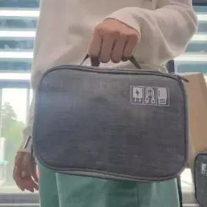 손잡이파우치 다양한 그레이2단 usb파우치 여행용품 세면백