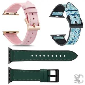 애플워치2 세대 38mm 42mm 실리콘레더 심플 스티치 가죽 스마트워치 스트랩 밴