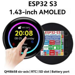 ESP32 S3 개발 보드 Arduino LVGL A용 SD 포트QMI8658C 6축 센서가 포함된 1.43인치 AMOLED 디스플레이 터