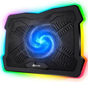 KLIM ULTIMATE - LED 림이 있는 쿨링 패드 조용한 매우 USB PS4 호환 최대 XBOX 쿨러 스탠드 전원 PS5 PC MAC 노트북 ONE 17인치 팬 RGB 안정적이고 게이밍