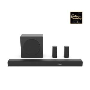 무선 서브우퍼, 540W, 돌비 디지털 플러스, 블루투스 5.3, 이지플레이, 로쿠 TV 레디, DTS가 포함된 하이센스 HS5100 5.1Ch 사운드 바: X, HDMI /AUX /ARC /광학 /USB (HS5100, 2024 모델)