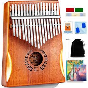 EVERJOYS KALIMBA 엄지 피아노 17 전문 튜닝 배울 가방 휴대용 키트 올인원 빠르게 노래책 있는 부드러운 해머 마림바 악기 핑거