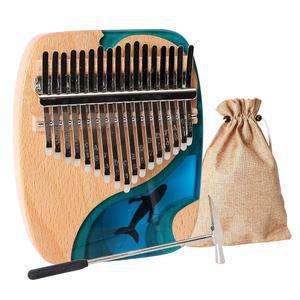 KALIMBA 엄지 피아노 17키 휴대용 MBIRA 선물 악기 핑거 블루 17키 음악