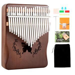 LEMFEMA KALIMBA 엄지 피아노 21키 성인 휴대용 초보자를 선물 핑거 MBIRA 브라운 위한