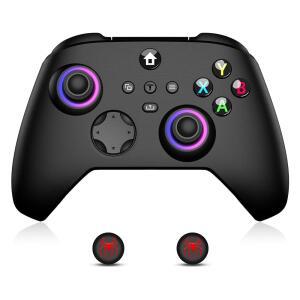 XBOX용 MOONAG 무선 컨트롤러, XBOX SERIES /PC와 조이스틱, 실리콘 터보 효과 X 2개, 포함) 2.4GHZ /ONE /S 엄지 게임패드(RGB 그립 어댑터 호환, 진동, 홀 라이트, 듀얼