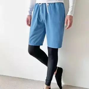 [셀러에이드]남자 래쉬가드 반바지 레깅스 세트 수영복 팬츠 블루