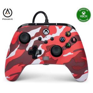 파워A XBOX SERIES X|S용 향상된 유선 게임 비디오 컨트롤러 카모, 레드 게임패드, - 작동합니다 ONE과 컨트롤러, 함께