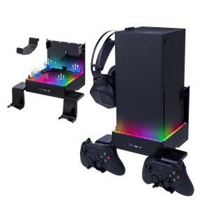 XBOX SERIES X, X 4 IN 키트용 저소음 RGB 포트, - 마운트 홀더 팬이 라이트가 장착된 블랙 월 3단 팬 3개의 USB 맥바젤 마운트, 1 헤드셋 컨트롤러 냉각