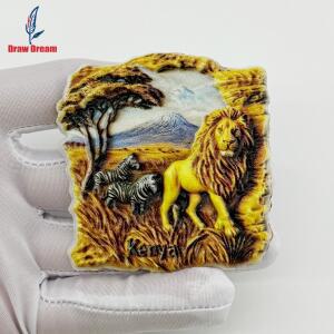 1PC 케냐 사바나 사자 창의적인 3D 스티커 냉장고, 여행 기념품, 가정 장식, 우아한 선물
