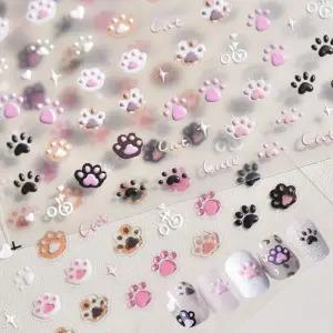 [룽스_62]귀여운 고양이 발바닥 엠보스티커 3D네일스티커