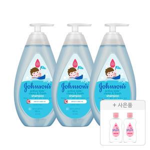 존슨즈 키즈 액티브 프레시 샴푸 500ml, 3개 + 증정(베이비오일 125ml, 2개)