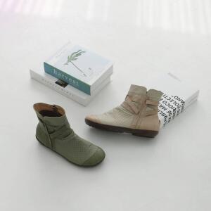 지쎄수제화 중년여성 레더스트랩 펀칭 봄부츠2.5cm 베이지,카키 225-255빅사이즈