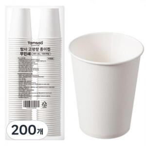 탐사 고평량 종이컵 무인쇄 260ml, 200개 one option