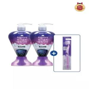 히말라야 핑크솔트 바이옴 펌핑치약 285g x 2개 (  퍼플 화이트닝 칫솔 1입)