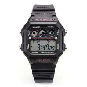 [카시오] 남성 Digital Square Sports 군인 우레탄 손목 시계(AE 1300WH 1A2VDF)