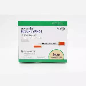 1mL/cc 30G 0.5인치 12.7mm 인슐린 주사기 100개 개별포장 통증적은 니들 당뇨 멸균 병원 syringe 의료상점