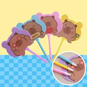 카피바라 볼펜 부채 휴대용 단체선물 미니 손부채 판촉