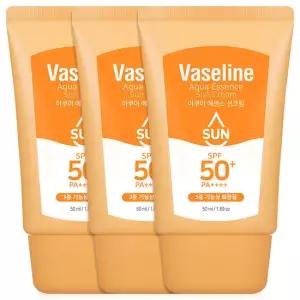 C2Y 바세린 아쿠아 에센스 선크림 50ml 3개 SPF50+ PA++++/ 수분 촉촉 유기자차 보습 선크림