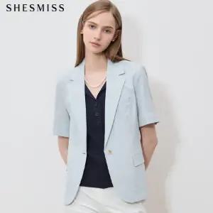 SHESMISS)] 고퀄러티 린넨 블렌디드 반팔 자켓 택가격 398000원)