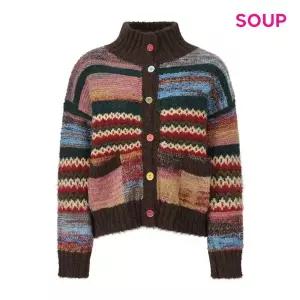 [SOUP](타임스퀘어점패션관)멀티 믹스 에스닉 하이넥 가디건 (S61GD04)