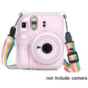 Fujifilm Instax Mini 12 용 1Pc 반짝이 크리스탈 카메라 케이스 스트랩 12가있는 투명 글리터 커버 백