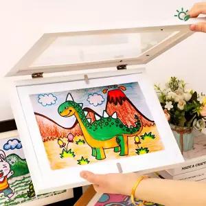 그림 보관 A3 액자 원목 유치원 작품 정리 사진 전시 대용량 여닫이 수납