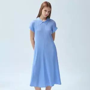 미니 칼라 반소매 플리츠 롱 원피스_2colors