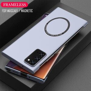Magsafe Samsung Galaxy Note20  9 10 Plus Thin Cover 용 자기 철판 프레임리스 하드 PC 전화 케이스