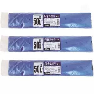 환경 쓰레기봉투 50L 파란색 비닐팩 50매입 가정용 재활용 3묶음 62x80cm