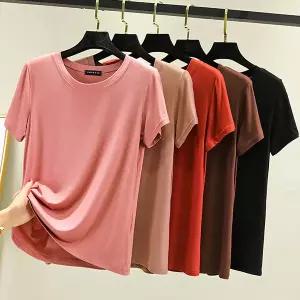 라운드 심플티 기본 스판 반팔 여름 쿨 티셔츠 R130