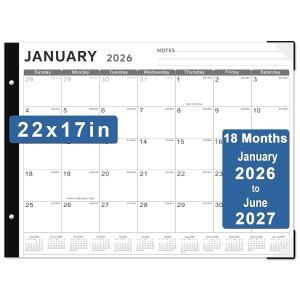 책상 달력 22인치 1월부터 2027년 가정 2026 KOPEESY 6월까지 종이가 대형 사무실 위한 메모와 두꺼운 학교를 18입 있는 2026년 17인치