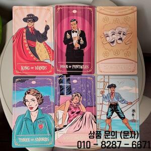 틴셀타운 타로 견고한 상자에 담긴 핑크 빈티지 할리우드 스타일 덱 12x7cm 78개의 일러스트 카드