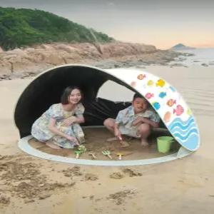 원터치 텐트 블랙코팅 자외선 차단 1초 개폐 해변 캠핑 어린이 모래놀이 휴대용 차양막