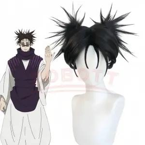주술회전 Jujutsu JJK 만화 Choso 코스프레 가발 애니메이션 Kaisen 블랙 더블 포니 테일 헤어 스티커 Itad