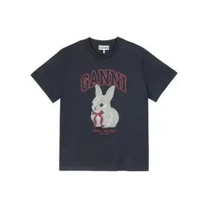 [가니][GANNI] 여성 베이직 핏 코튼 저지 티셔츠 팬텀