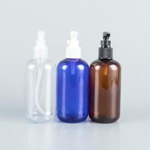 30pcs 250ml 빈 명확한 갈색 애완 동물 병 플라스틱 펌프 샴푸 디스펜서 개인 관리 액체 비누 화장품 포장
