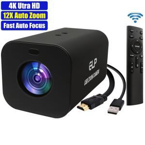 ELP 12배 모터 줌 4K 웹캠 HDMI USB 3.0 리모컨 자동 초점 1080P 60FPS 라이브 스트리밍 화상 회의 카메라